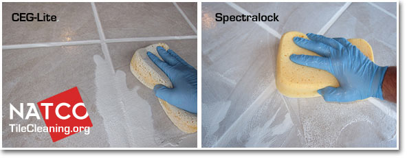 removing excess epoxy grout with sponge