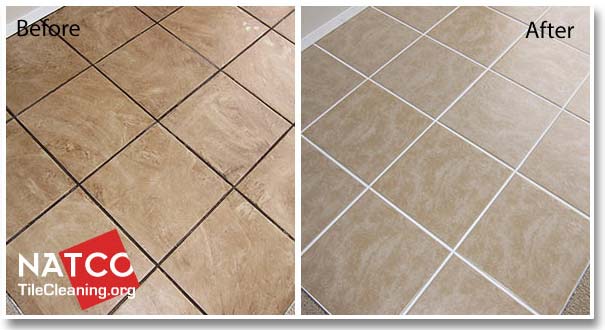 before and after cleaning ceramic tile floor