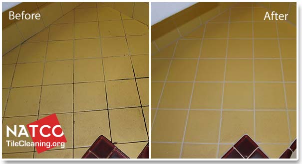 before after regrouting tile countertop