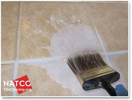 applying a topical sealer to ceramic tiles