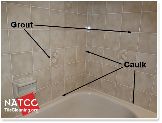 shower with grout and caulk in it